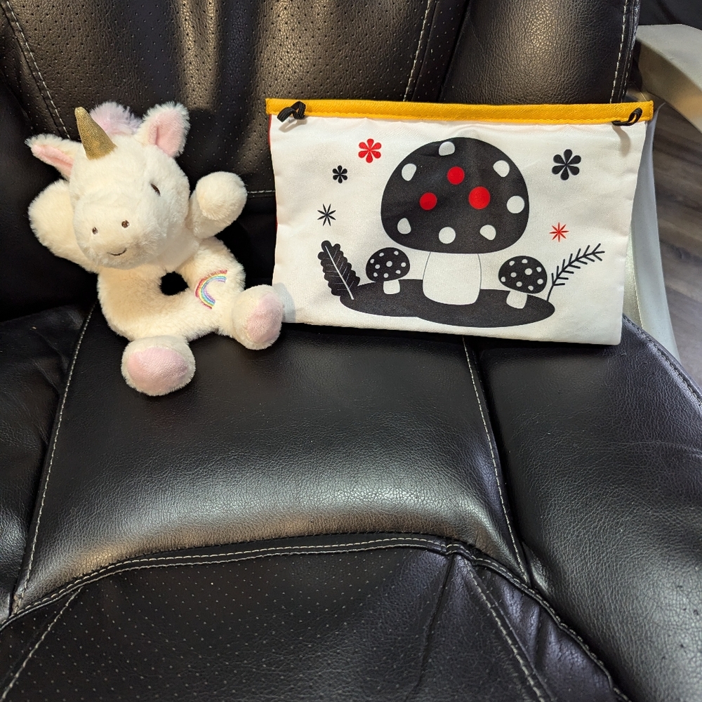 - Mushroom Print Infant Cloth Tactile Book And Plush Rattle With Donut For…